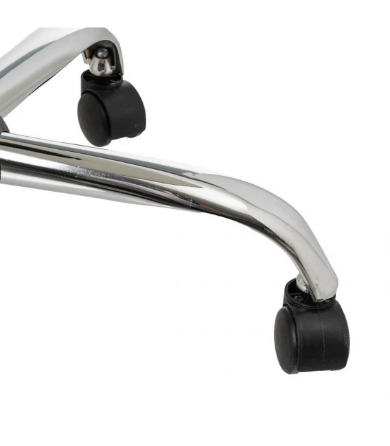 SILLA DE ESTUDIO ELEVABLE CON RUEDAS METAL CROMADO POLIPIEL BLANCA