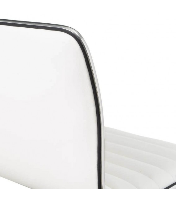 SILLA DE ESTUDIO ELEVABLE CON RUEDAS METAL CROMADO POLIPIEL BLANCA