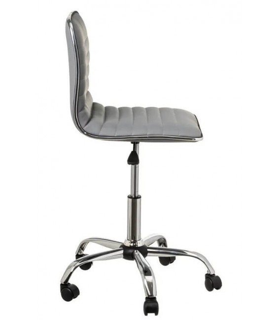 SILLA DE ESTUDIO CON RUEDAS ELEVABLE METAL CROMADO POLIPIEL GRIS