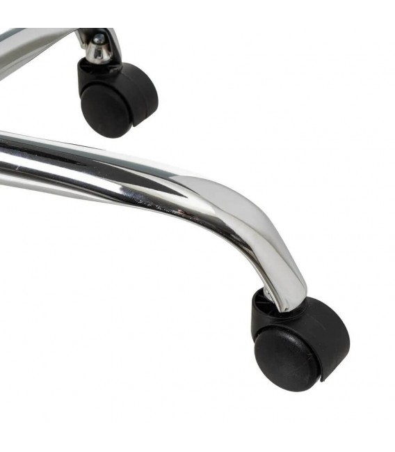 SILLA DE ESTUDIO CON RUEDAS ELEVABLE METAL CROMADO POLIPIEL GRIS