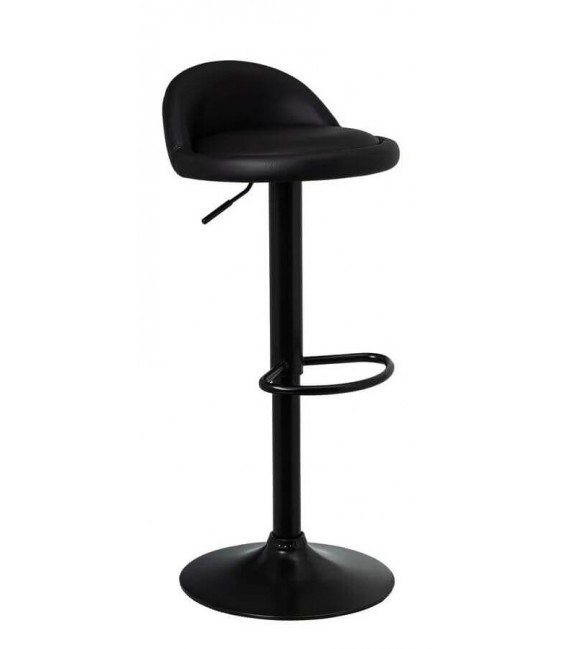 TABURETE BARRA REGULABLE EN ALTURA METAL Y POLIPIEL ACABADO NEGRO