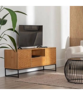 MUEBLE DE TV MADERA DM FRESNO NATURAL METAL NEGRO