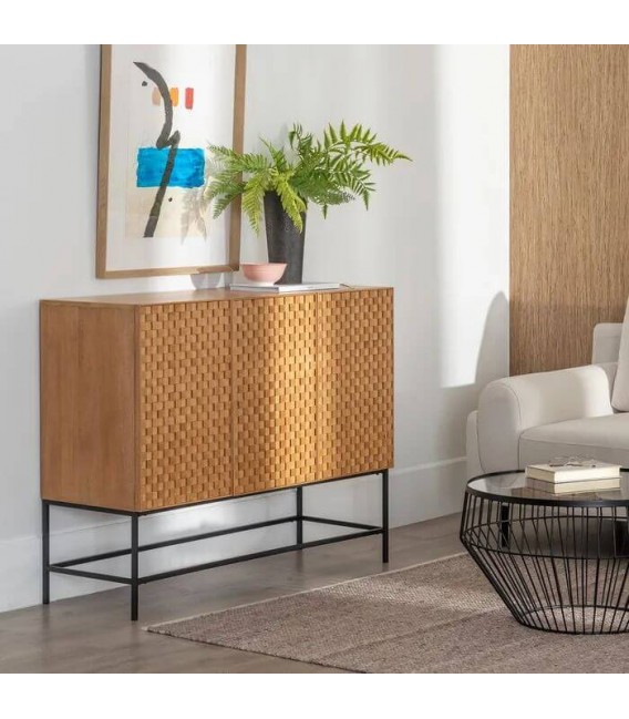 APARADOR MADERA DM FRESNO NATURAL METAL NEGRO MDMHOGAR