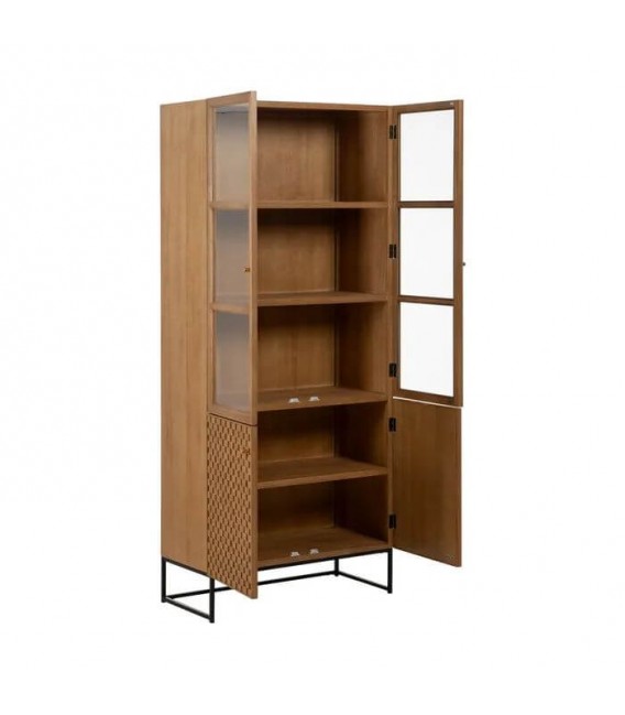 VITRINA MADERA DM FRESNO NATURAL METAL NEGRO MDMHOGAR