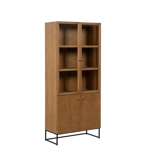 VITRINA MADERA DM FRESNO NATURAL METAL NEGRO MDMHOGAR