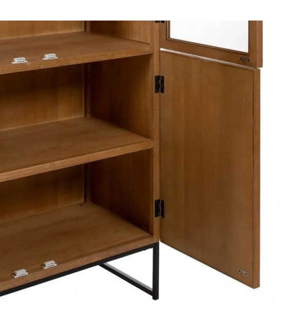 VITRINA MADERA DM FRESNO NATURAL METAL NEGRO MDMHOGAR