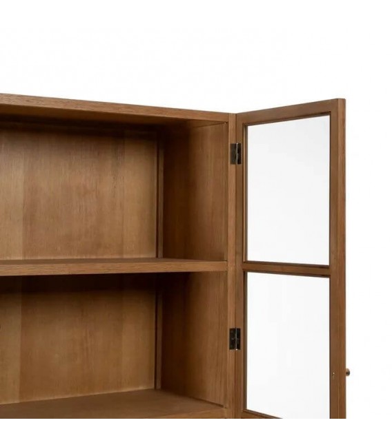 VITRINA MADERA DM FRESNO NATURAL METAL NEGRO MDMHOGAR