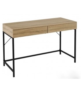 MESA ESCRITORIO 2 CAJONES MADERA MDF ROBLE Y NEGRO MDMHOGAR