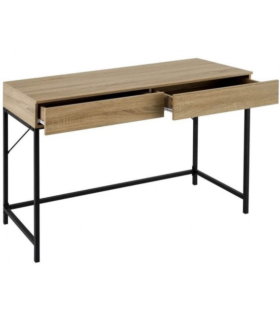 MESA ESCRITORIO 2 CAJONES MADERA MDF ROBLE Y NEGRO MDMHOGAR