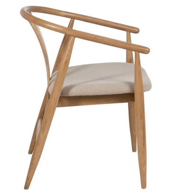 SILLON COMEDOR MADERA ROBLE NATURAL TEXTIL BEIGE MDMHOGAR