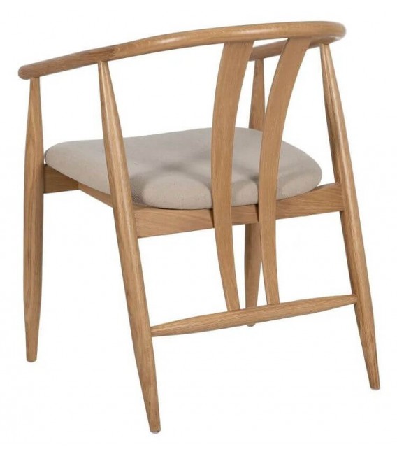 SILLON COMEDOR MADERA ROBLE NATURAL TEXTIL BEIGE MDMHOGAR