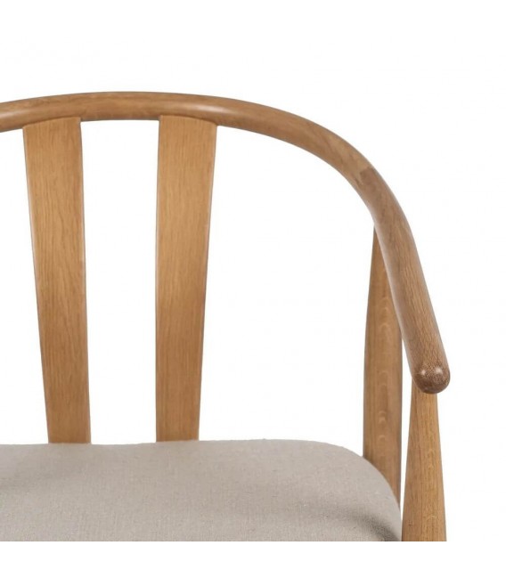 SILLON COMEDOR MADERA ROBLE NATURAL TEXTIL BEIGE MDMHOGAR