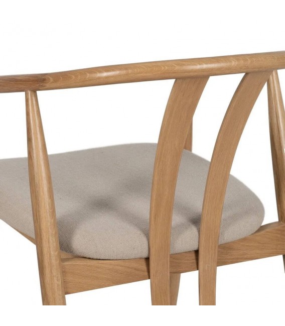 SILLON COMEDOR MADERA ROBLE NATURAL TEXTIL BEIGE MDMHOGAR