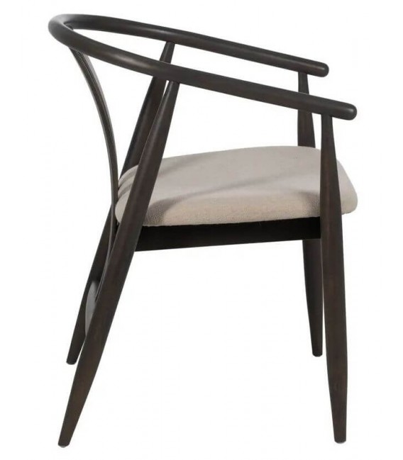 SILLON COMEDOR MADERA ROBLE TEÑIDA DE NEGRO TEXTIL BEIGE