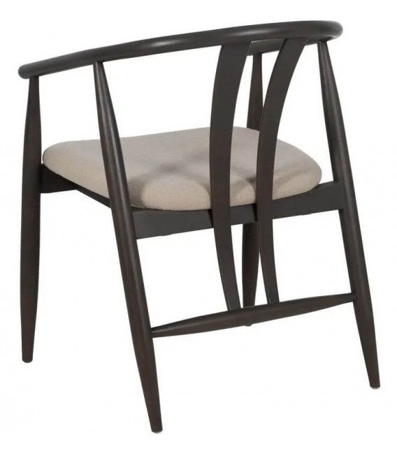 SILLON COMEDOR MADERA ROBLE TEÑIDA DE NEGRO TEXTIL BEIGE