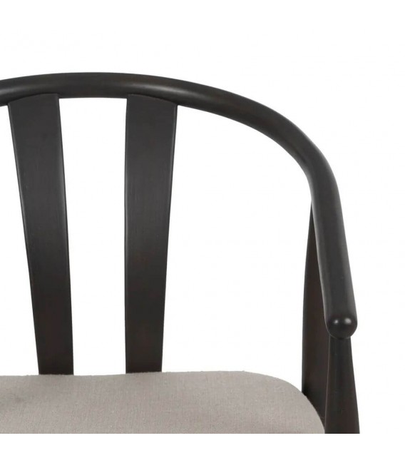 SILLON COMEDOR MADERA ROBLE TEÑIDA DE NEGRO TEXTIL BEIGE