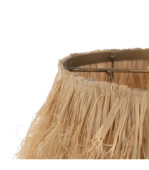 LAMPARA DE PIE METAL DORADO Y RAFIA NATURAL MDMHOGAR