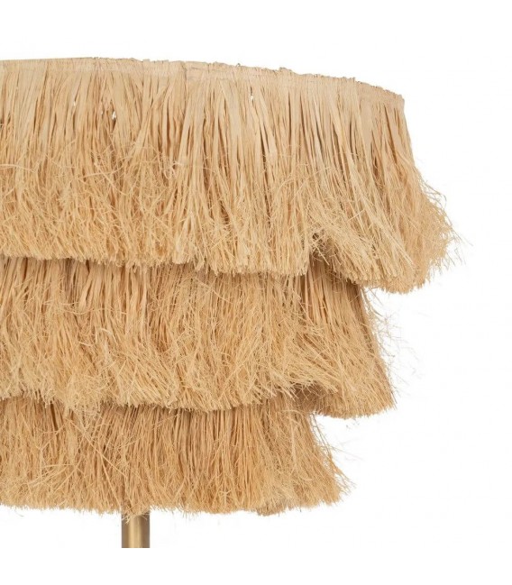 LAMPARA DE PIE METAL DORADO Y RAFIA NATURAL MDMHOGAR
