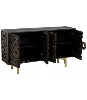 APARADOR ORIGINAL MADERA MANGO NOGAL Y METAL ORO MDMHOGAR