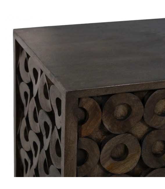 APARADOR ORIGINAL MADERA MANGO NOGAL Y METAL ORO MDMHOGAR