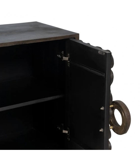 APARADOR ORIGINAL MADERA MANGO NOGAL Y METAL ORO MDMHOGAR