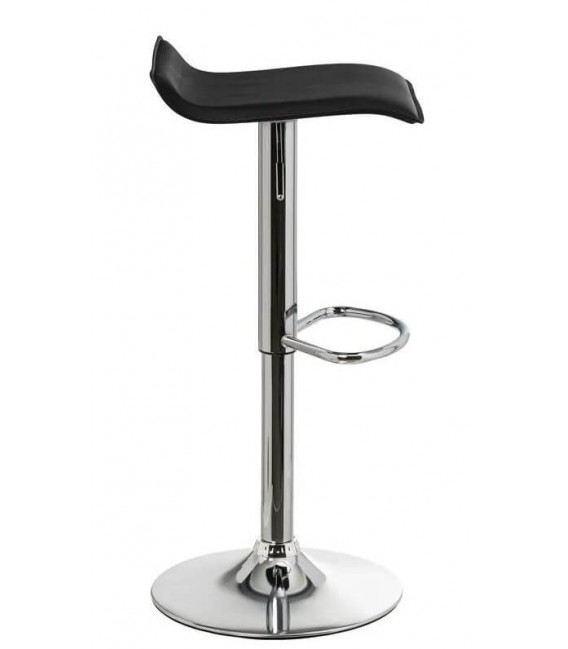 TABURETE BARRA ELEVABLE METAL CFROMADO POLIPIEL NEGRA