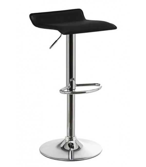 TABURETE BARRA ELEVABLE METAL CFROMADO POLIPIEL NEGRA