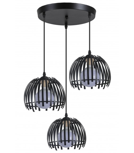 LAMPARA DE TECHO REDONDA 3 LUCES GURSA METAL NEGRO MDMHOGAR