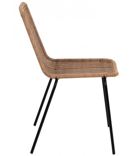 SILLA EXTERIOR APLIABLE POLIETILENO IMITACION RATAN METAL NEGRO