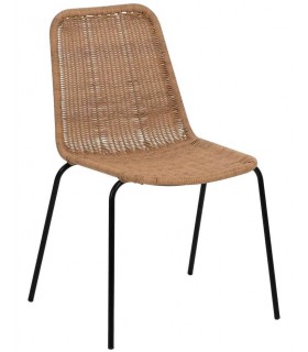 SILLA EXTERIOR APLIABLE POLIETILENO IMITACION RATAN METAL NEGRO
