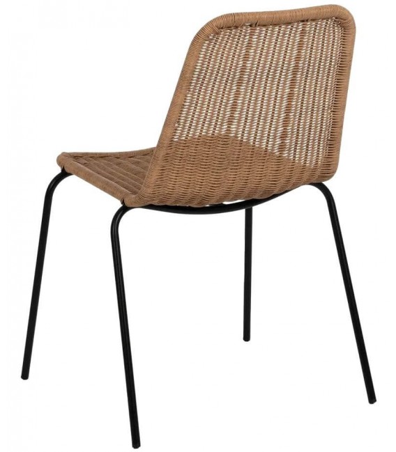 SILLA EXTERIOR APLIABLE POLIETILENO IMITACION RATAN METAL NEGRO