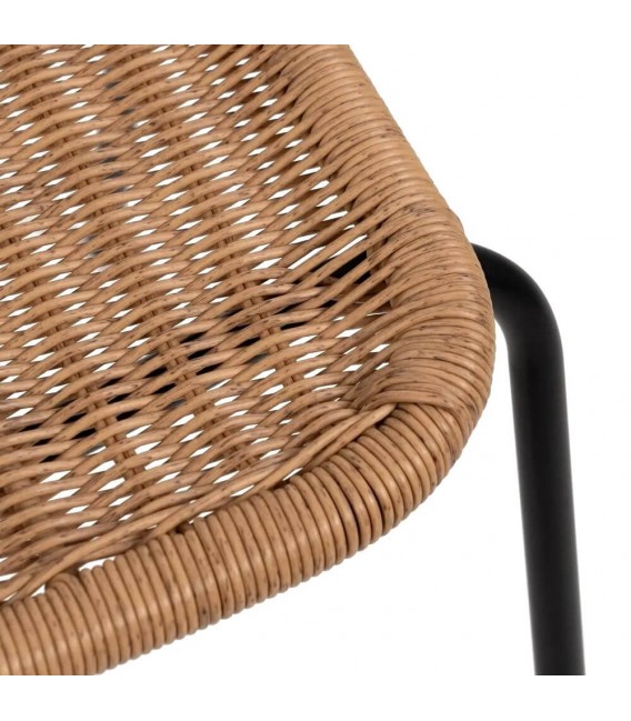 SILLA EXTERIOR 52 X 57 X 82 PAPI POLIETILENO IMITACION RATAN METAL NEGRO