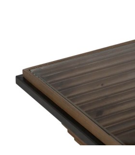 MESA DE CENTRO HIERRO MADERA DE ABETO CRISTAL MDMHOGAR