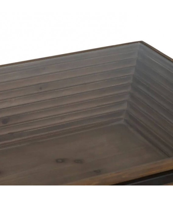 MESA DE CENTRO HIERRO MADERA DE ABETO CRISTAL MDMHOGAR