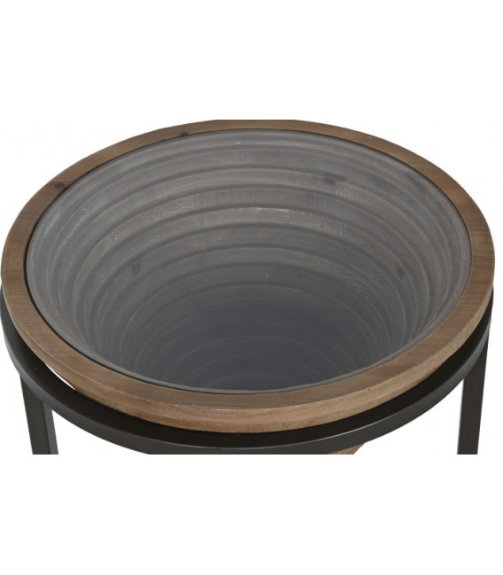 MESITA AUXILIAR 46 X 56 SICILIA METAL MADERA DE ABETO CRISTAL MDMHOGAR
