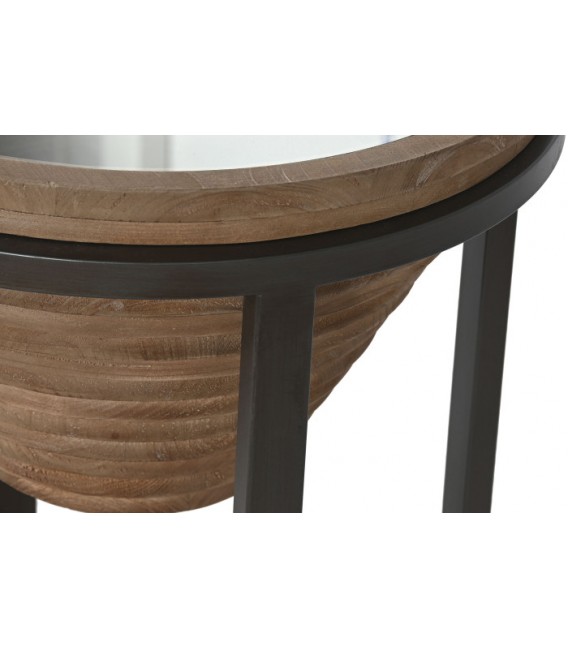 MESITA AUXILIAR 46 X 56 SICILIA METAL MADERA DE ABETO CRISTAL MDMHOGAR