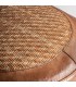 PUF REDONDO KROKON PIEL COLOR CAMEL RATAN NATURAL