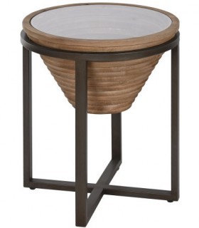 MESITA AUXILIAR 46 X 56 SICILIA METAL MADERA DE ABETO CRISTAL MDMHOGAR