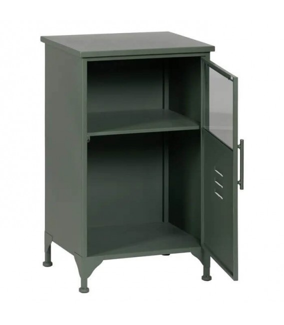 MESITA DE NOCHE TAQUILLA METAL VERDE CRISTAL MDMHOGAR