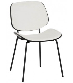 SILLA METAL Y DM NEGRO TAPIZADA EN BLANCO CONTEMPORANEA