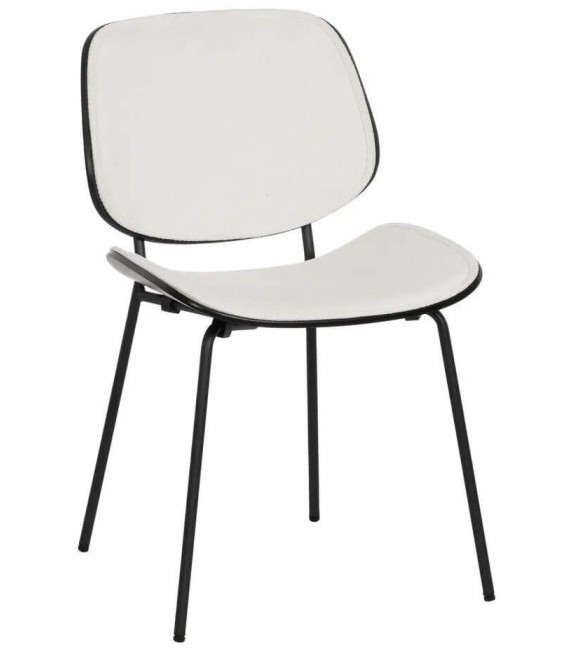 SILLA METAL Y DM NEGRO TAPIZADA EN BLANCO CONTEMPORANEA