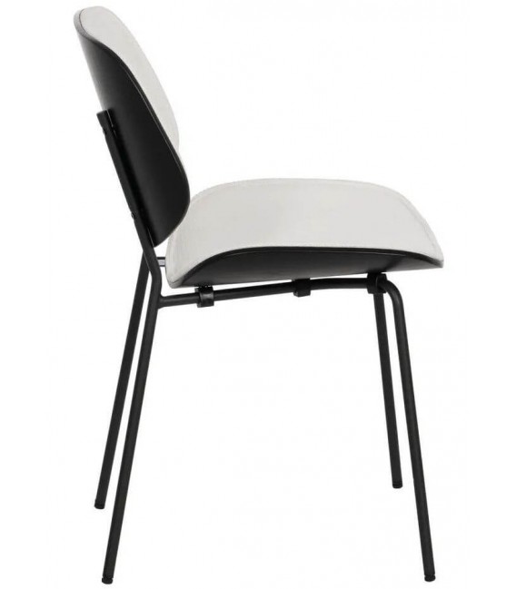 SILLA METAL Y DM NEGRO TAPIZADA EN BLANCO CONTEMPORANEA