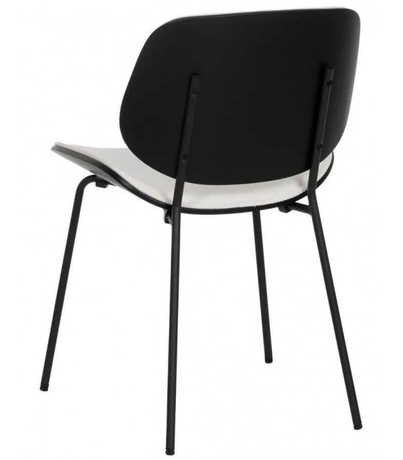 SILLA METAL Y DM NEGRO TAPIZADA EN BLANCO CONTEMPORANEA