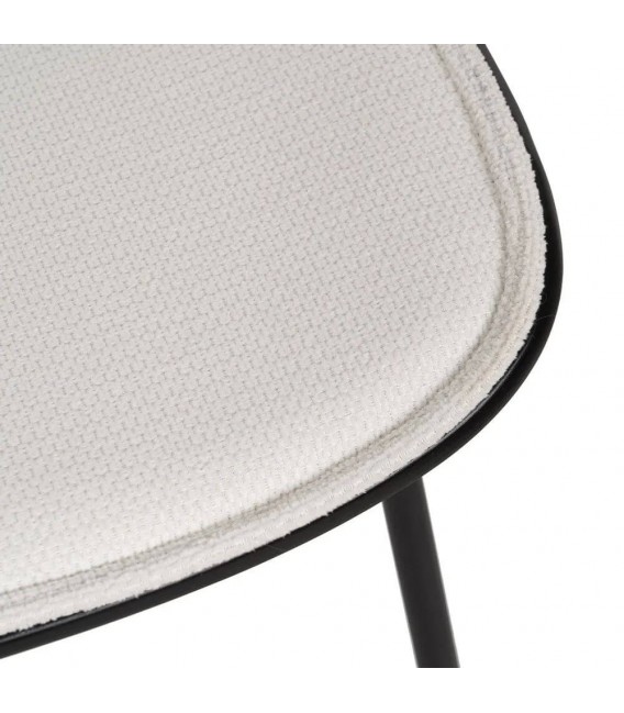 SILLA METAL Y DM NEGRO TAPIZADA EN BLANCO CONTEMPORANEA
