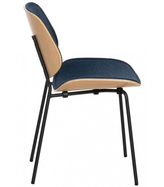 SILLA COMODA METAL NEGRO DM NATURAL TELA AZUL MARINO