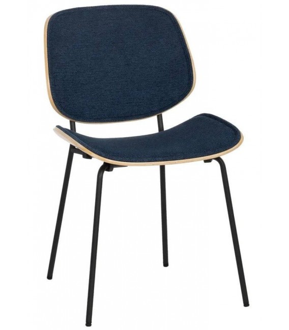 SILLA COMODA METAL NEGRO DM NATURAL TELA AZUL MARINO