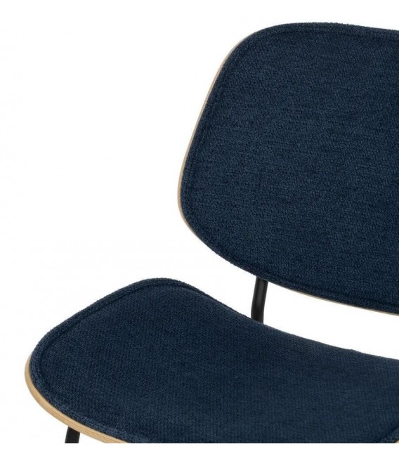 SILLA COMODA METAL NEGRO DM NATURAL TELA AZUL MARINO