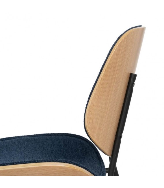 SILLA COMODA METAL NEGRO DM NATURAL TELA AZUL MARINO