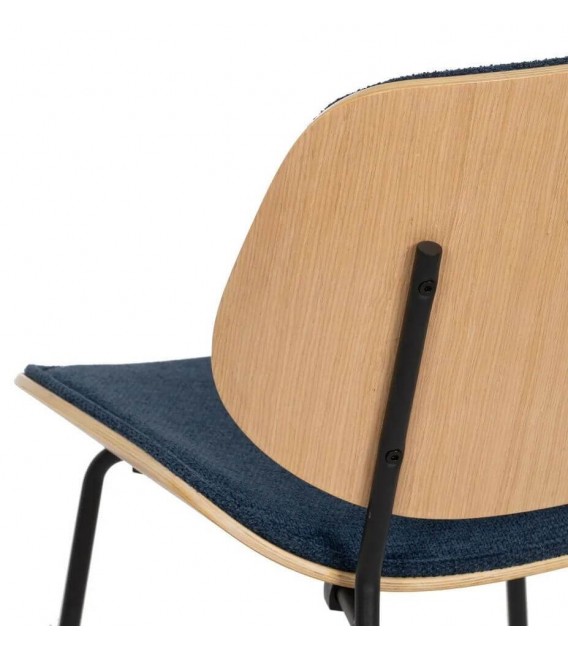 SILLA COMODA METAL NEGRO DM NATURAL TELA AZUL MARINO