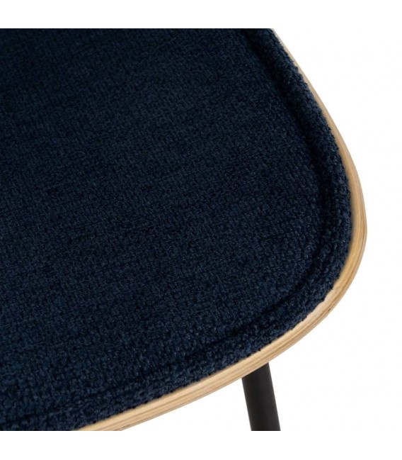 SILLA COMODA METAL NEGRO DM NATURAL TELA AZUL MARINO